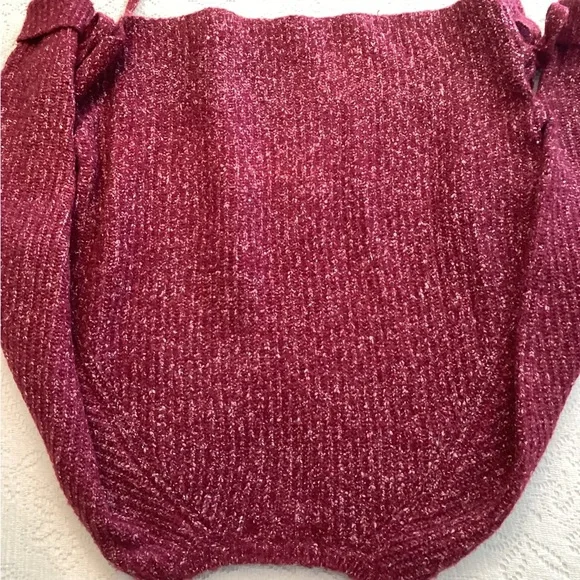 John + Jenn Heather Wine Sweater with Lacings - Picture 5 of 6